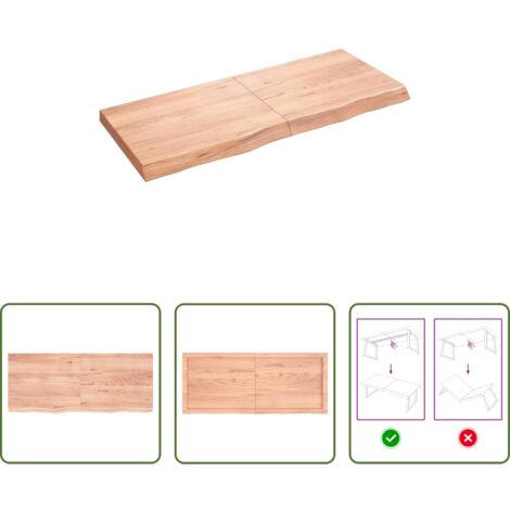 Mesa de madera -  Tablero mesa madera roble tratada marrón claro 120x50x(2-6) cm