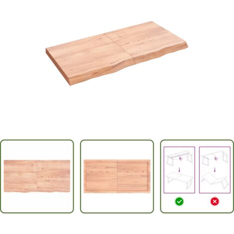 Mesa de madera -  Tablero mesa madera roble tratada marrón claro 120x60x(2-6) cm