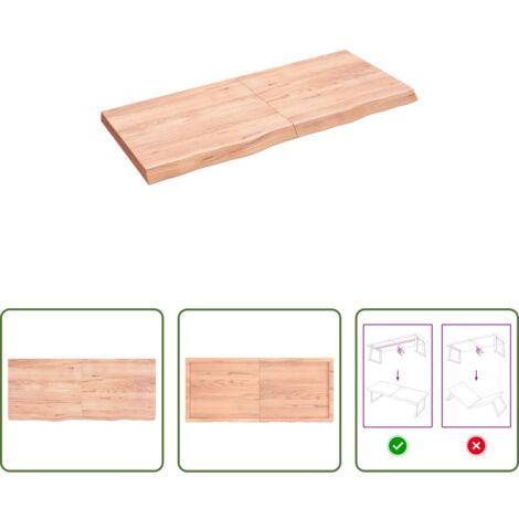 Mesa de madera -  Tablero mesa madera roble tratada marrón claro 140x60x(2-6) cm