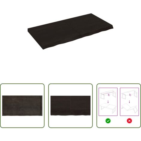 Mesa de madera -  Tablero mesa madera roble tratada marrón oscuro 120x60x(2-6) cm