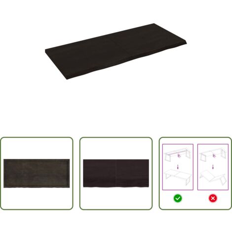 Mesa de madera -  Tablero mesa madera roble tratada marrón oscuro 140x60x(2-4) cm