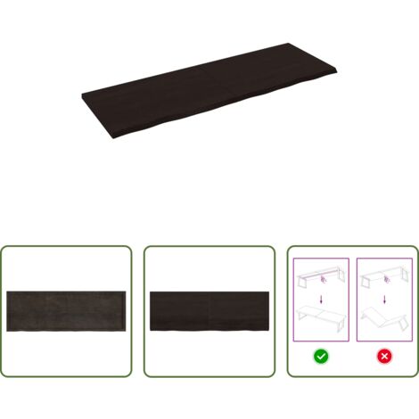 Mesa de madera -  Tablero mesa madera roble tratada marrón oscuro 180x60x(2-4) cm