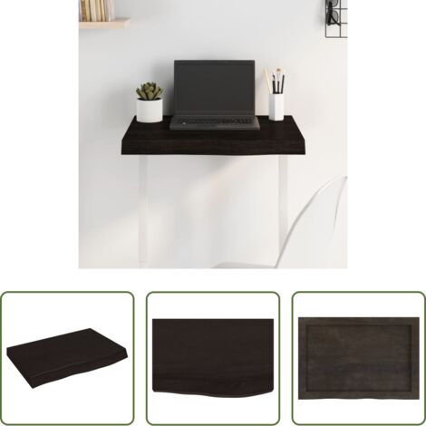 Mesa de madera -  Tablero mesa madera roble tratada marrón oscuro 60x40x(2-6) cm