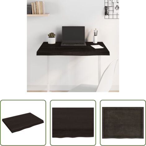 Mesa de madera -  Tablero mesa madera roble tratada marrón oscuro 80x60x(2-6) cm