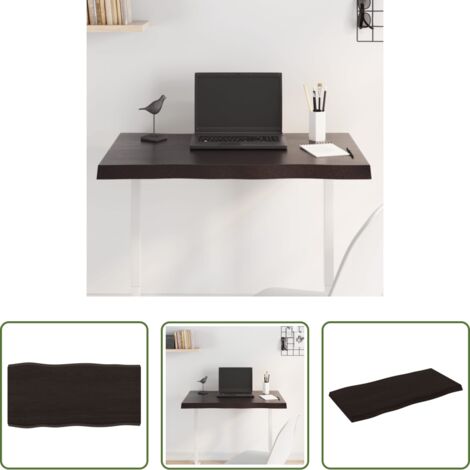 Mesa de madera -  Tablero mesa madera tratada borde vivo marrón 80x40x(2-4) cm