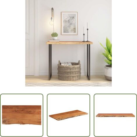 Mesa de madera -  Tablero rectangular madera de acacia borde vivo 80x40x3,8 cm