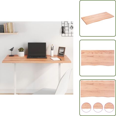 Mesa de madera tratada - vidaXL Tablero de mesa madera roble tratada marrón claro 100x50x2 cm - Mesa de madera maciza