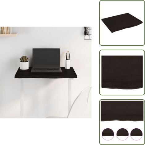 Mesa de madera tratada - vidaXL Tablero de mesa madera roble tratada marrón oscuro 60x50x2 cm - Mesa de madera maciza