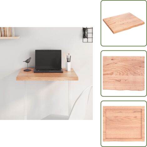 Mesa de madera tratada - vidaXL Tablero mesa madera roble tratada marrón claro 60x50x(2-4) cm - Mesa de roble barnizada