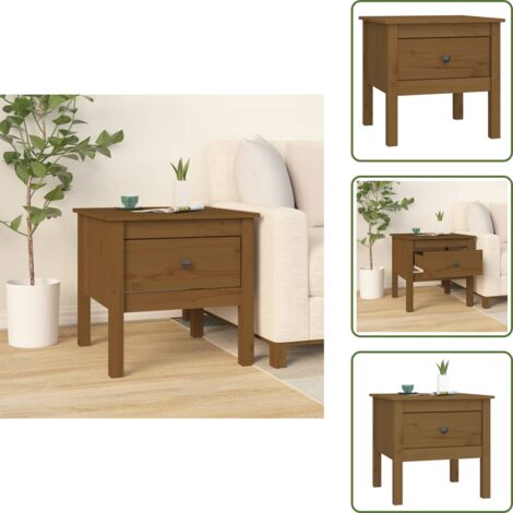Mesa de madera - vidaXL Mesa auxiliar de madera maciza de pino marrón miel 50x50x49 cm - Madera maciza