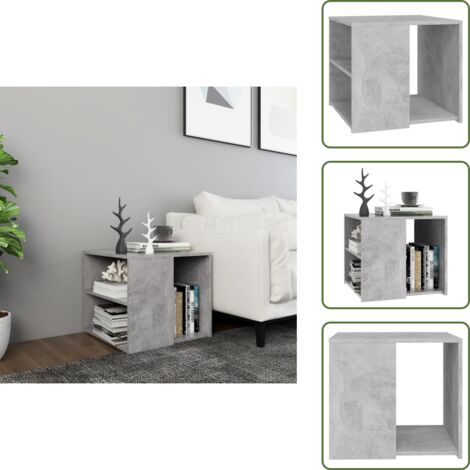 Mesa de madera - vidaXL Mesa auxiliar madera contrachapada gris hormigón 50x50x45 cm - Mesa gris hormigón