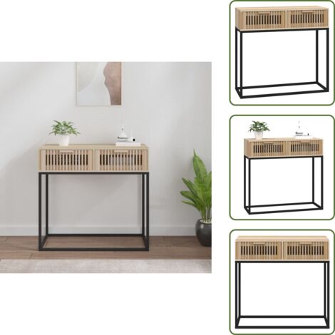 Mesa de madera - vidaXL Mesa consola hierro y madera contrachapada 80x30x75 cm - Mesa de hierro