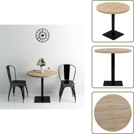 Mesa de madera - vidaXL Mesa de bar bistró MDF y acero redonda 80x75 cm color roble - Mesa de acero