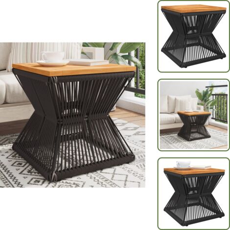 Mesa de madera - vidaXL Mesa de centro base de alambre madera acacia negro 38x38x38 cm - Mesa de acacia