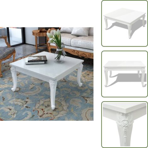 Mesa de madera - vidaXL Mesa de centro blanco brillante 80x80x42 cm - Mesa de centro brillante