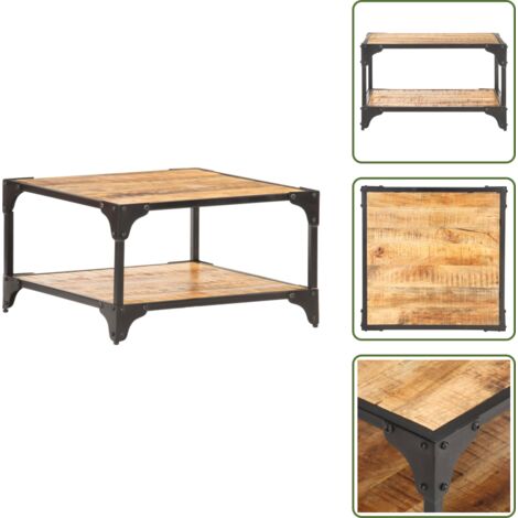 Mesa de madera - vidaXL Mesa de centro de madera maciza de mango 60x60x35 cm - Mesa de centro de madera