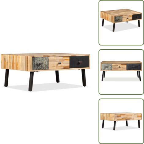 Mesa de madera - vidaXL Mesa de centro de teca maciza reciclada 90x65x40 cm - Mesa de centro de teca