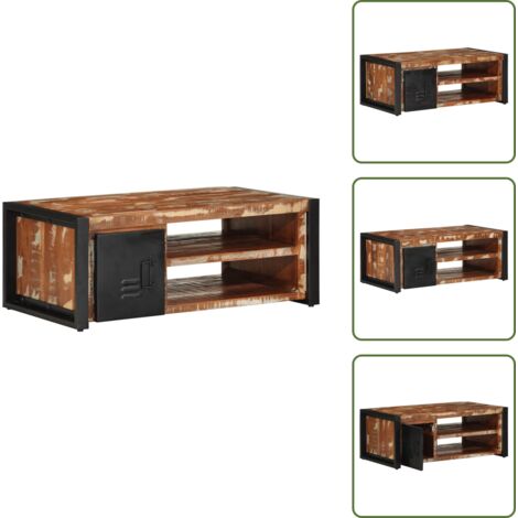 Mesa de madera - vidaXL Mesa de centro multicolor 90x50x36 cm madera maciza reciclada - Mesa de centro multicolor
