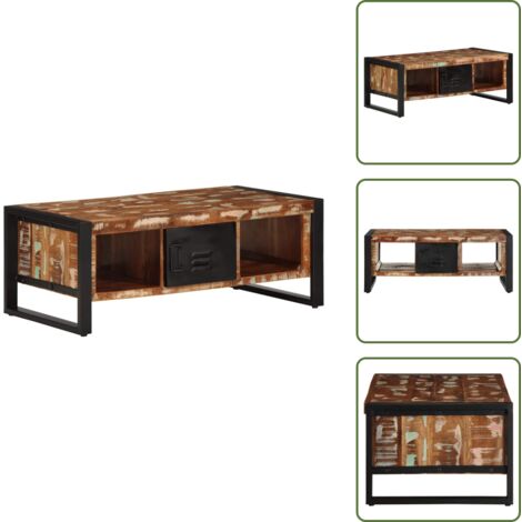 Mesa de madera - vidaXL Mesa de centro multicolor 90x50x36 cm madera maciza reciclada - Mesa de centro multicolor