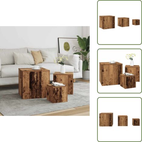Mesa de madera - vidaXL Mesas auxiliares 3 uds madera de ingeniería roble artisan - Mesa de ingeniería