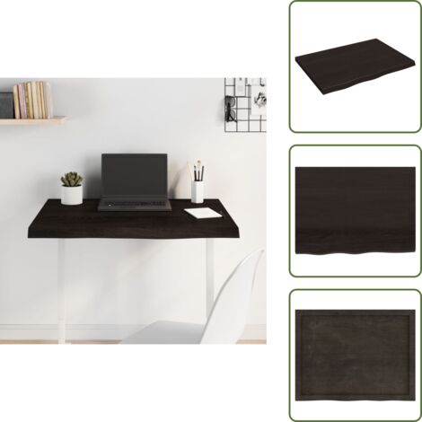 Mesa de madera - vidaXL Tablero mesa madera roble tratada marrón oscuro 80x60x(2-4) cm - Tablero de madera