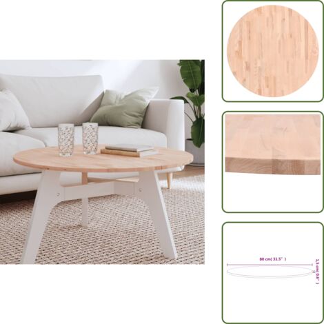 Mesa de madera - vidaXL Tablero redondo de madera maciza de haya Ø80x1,5cm - Mesa de repuesto