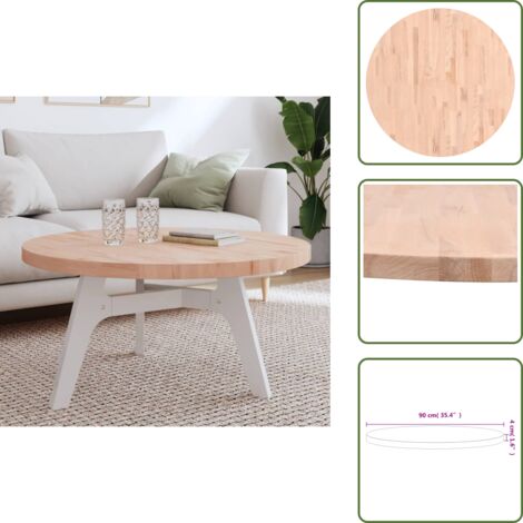 Mesa de madera - vidaXL Tablero redondo de madera maciza de haya Ø90x4 cm - Mesa de repuesto
