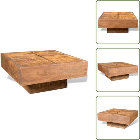 Mesa de mango - vidaXL Mesa de centro cuadrada madera maciza de mango marrón - Mesa retro
