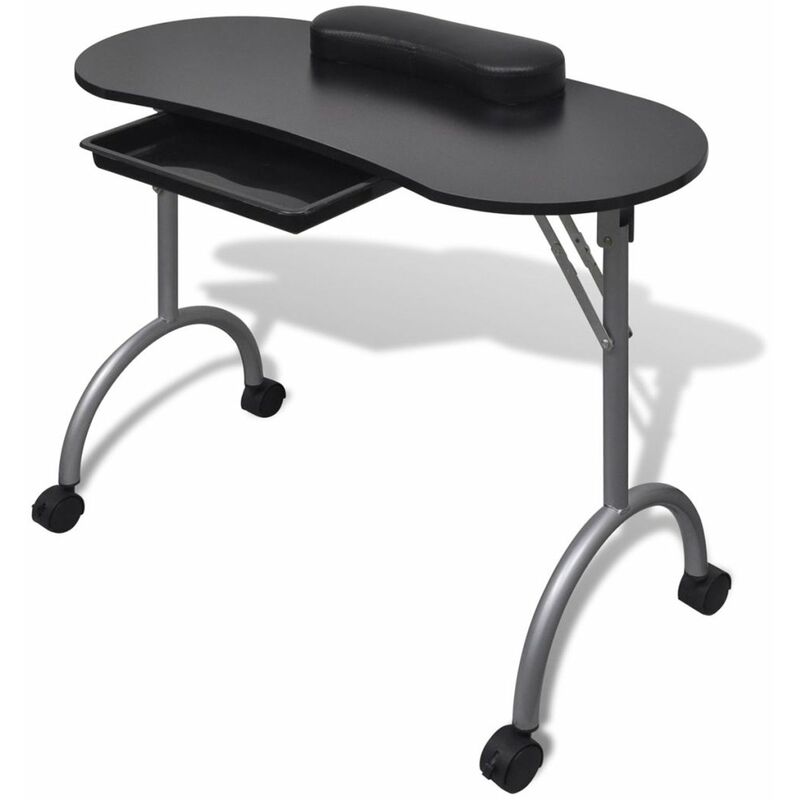

Mesa de manicura plegable con ruedas negra