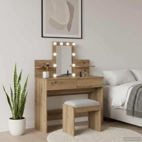 Mesa de Maquillaje con cajón Roble artisan 100 x 40 x 130 cm