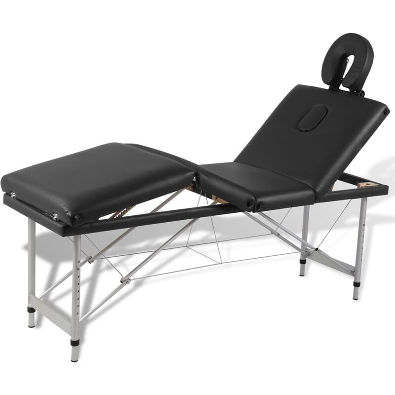 

Vidaxl - Mesa camilla de masaje de aluminio plegable de cuatro cuerpos negros - Negro