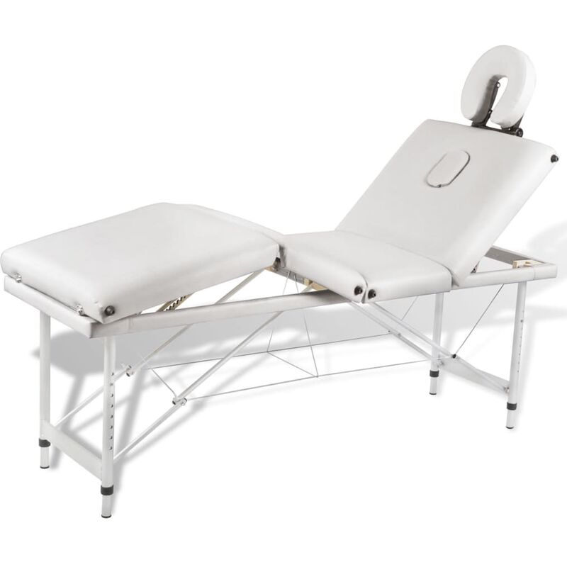 

Mesa camilla de masaje de aluminio plegable de 4 cuerpos blanco crema - Blanco