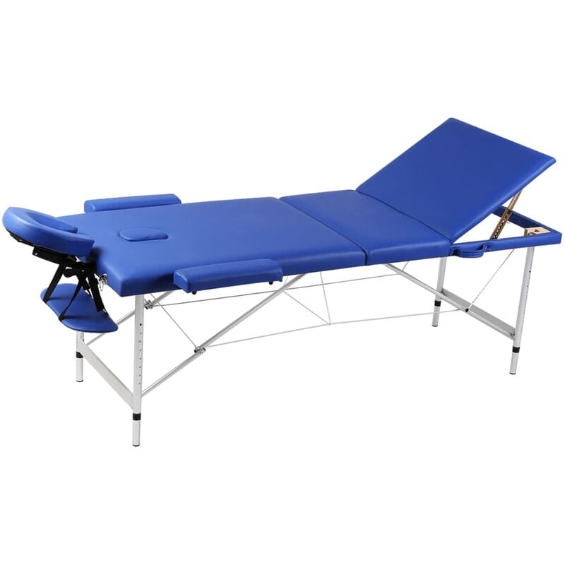 

Mesa camilla de masaje de aluminio plegable de tres cuerpos azúles - Azul