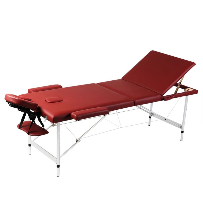 

Vidaxl - Mesa camilla de masaje de aluminio plegable de tres cuerpos rojos - Rojo