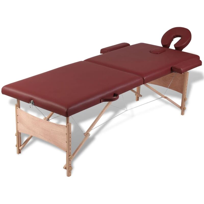 

Vidaxl - Mesa camilla de masaje de madera plegable de dos cuerpos rojos - Rojo