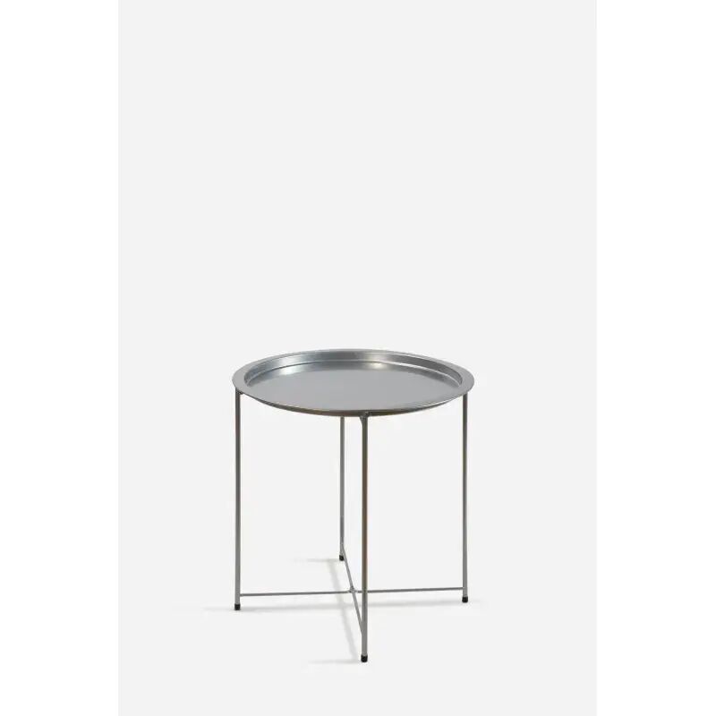 MESA DE METAL PLEGABLE REDONDA GRIS D.47X50,5 cm