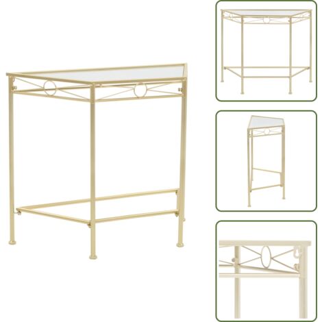 Mesa de metal - vidaXL Mesa auxiliar de estilo vintage metal 87x34x73 cm dorada - Mesa vintage