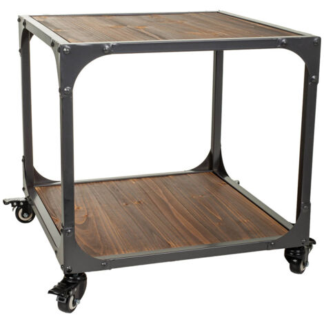 Mesa de metal y madera 50x50x50h cm