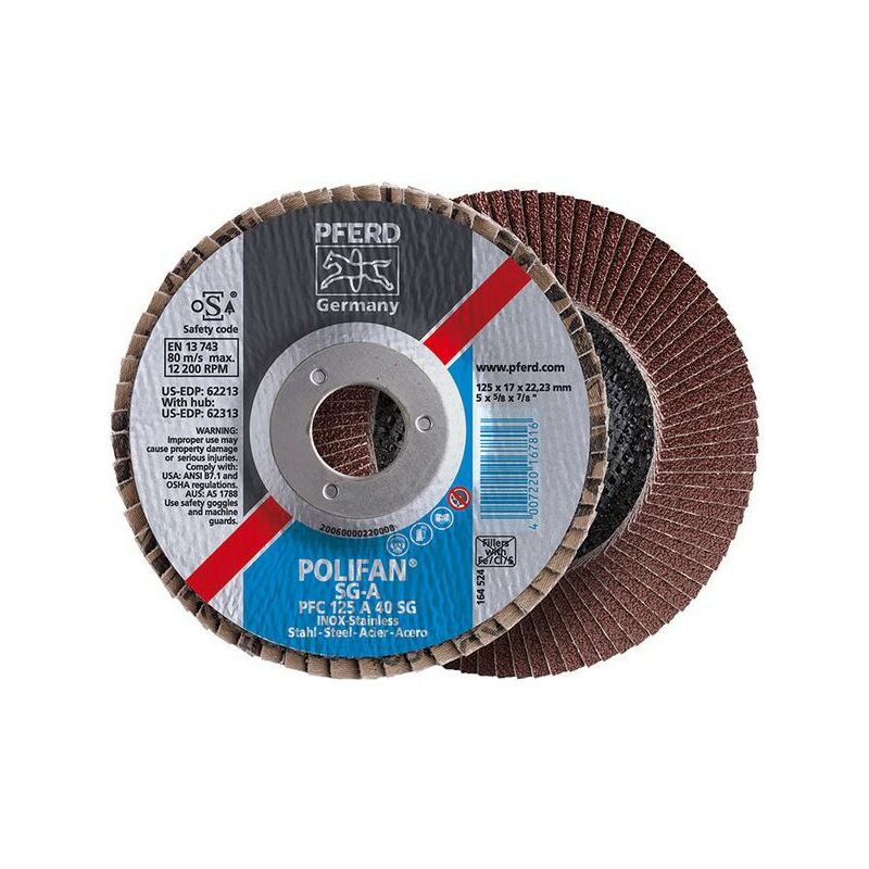 

Muela abanico Ø 125 mm (12200 tr/mn), POLIFAN® SG-A, Grano : 40, Modelo recto