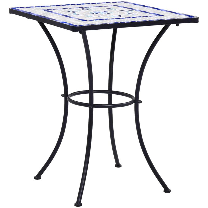 

Mesa de mosaico para cafetería cerámica azul y blanco 60 cm - Azul