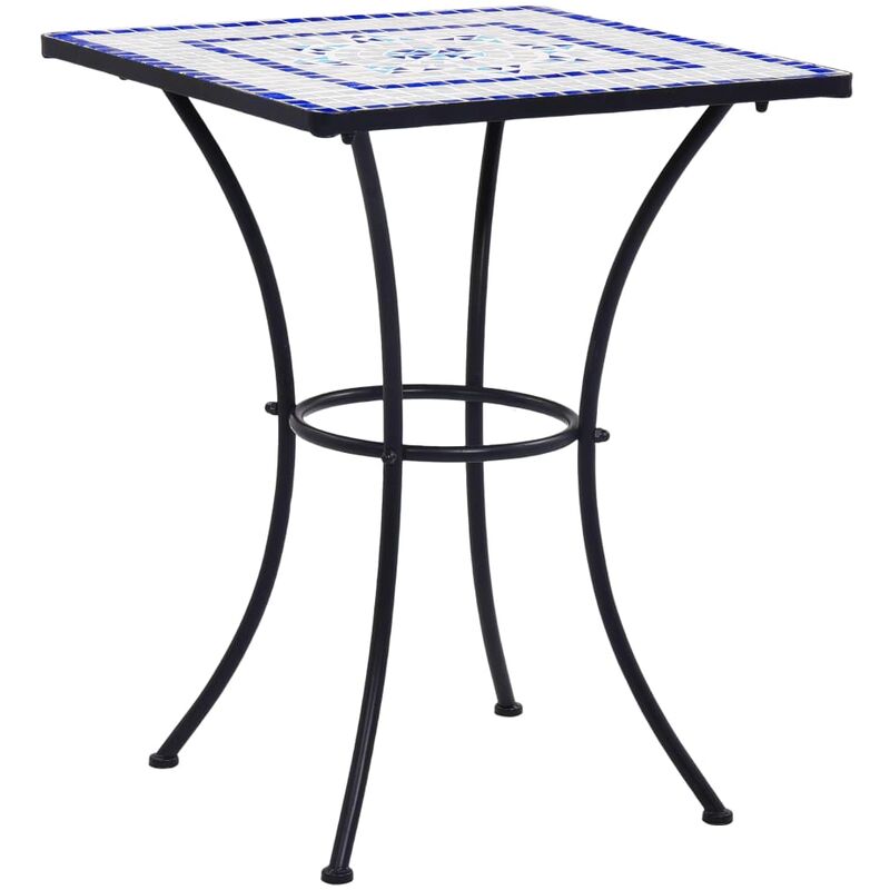 

Mesa de mosaico para cafetería cerámica azul y blanco 60 cm