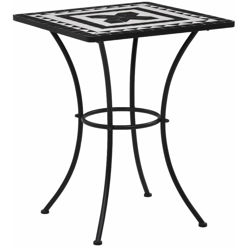 

vidaXL Mesa Bistró de Mosaico Cafetería Cerámica 60 cm Negro y Blanco - Negro