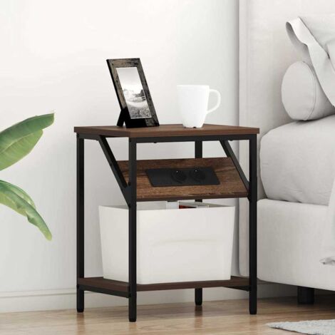 Mesa de Noche 2 pcs Marrón roble 38 x 30 x 48 cm