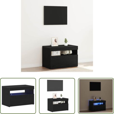 Mesa de noche -  Armario de Noche Roble Negro 60 x 35 x 40 cm