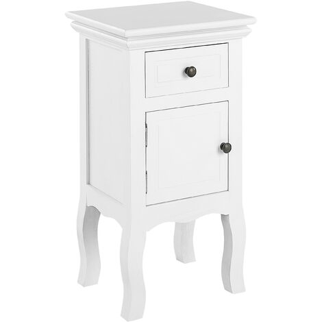 Mesa de noche blanco negro 33 x 30 cm MDF cajonera tradicional dormitorio Antio - Blanco