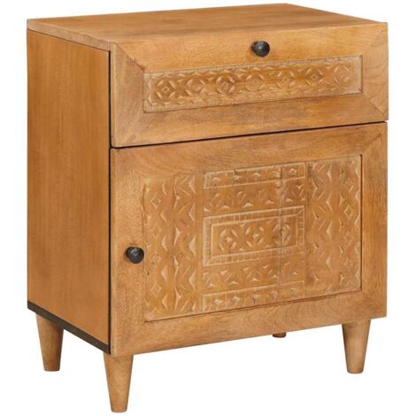 Mesa de Noche con cajón con puerta Marrón claro 50 x 33 x 60 cm