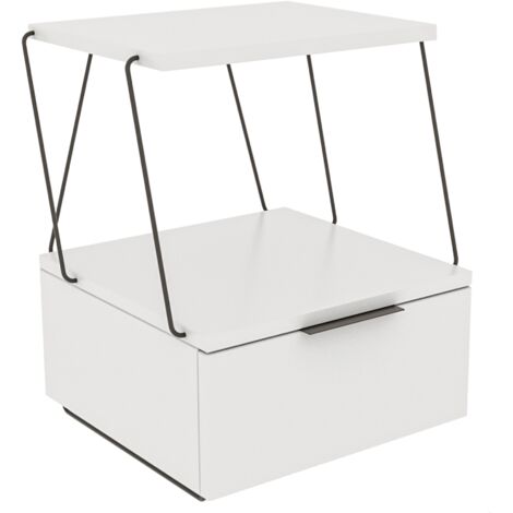 Mesa de noche dos niveles MISSISSIPI 42x52x41 cm - Blanco