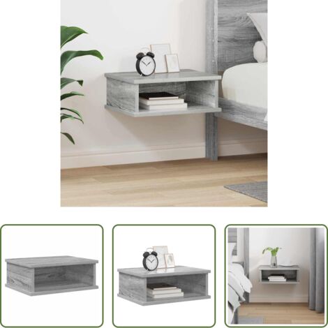 Mesa de noche gris -  Mesita de Noche Gris Sonoma 40 x 31 x 15 cm