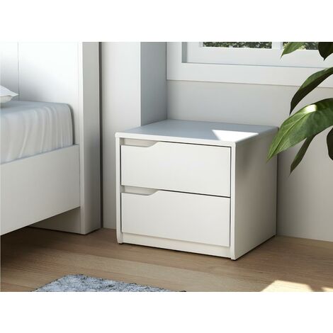 Mesa de noche LUCILE II - 2 cajones - MDF - Blanco - Venta-unica - Blanco