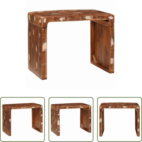 Mesa de noche -  Mesa Auxiliar Marrón 60 x 35 x 46 cm Madera sólida recuperada